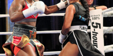 SHIELDS GETS KNOCKDOWN, BUT GETS UP AND STANDS STRONG