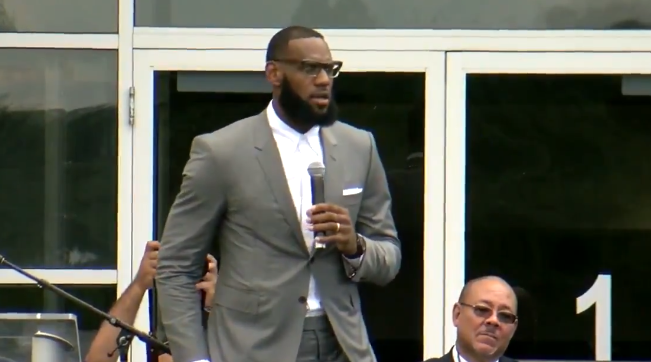 LeBron James speaks at the opening of his ‘I Promise School’ in his ...