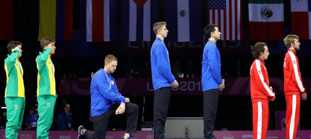 U.S. FENCER RACE IMBODEN TAKES A KNEE AT PAN-AM GAMES